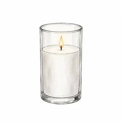 A lit Jewish memorial candle in a glass holder, illustrated for 2020